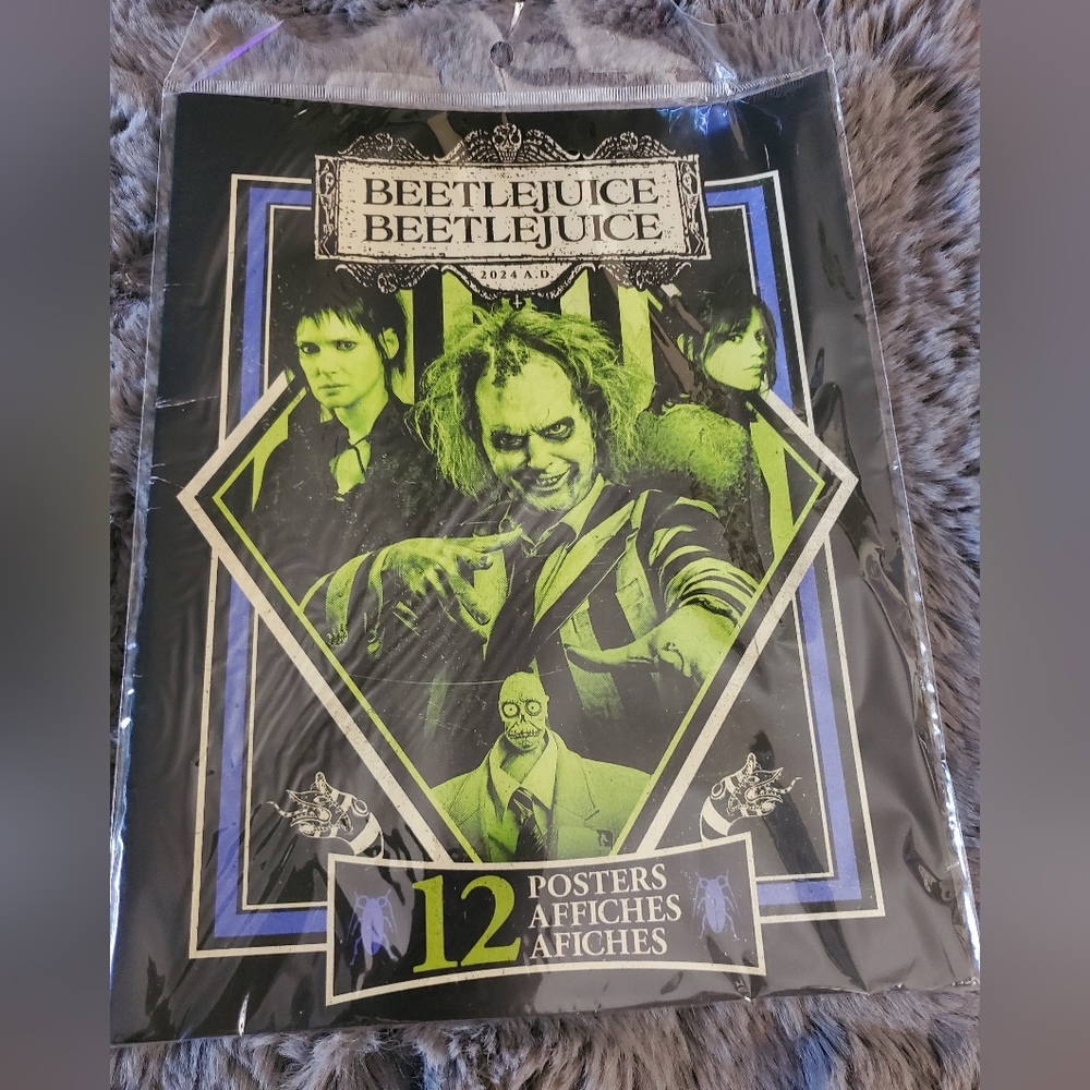 Beetlejuice Poster Set with Green and Black Design